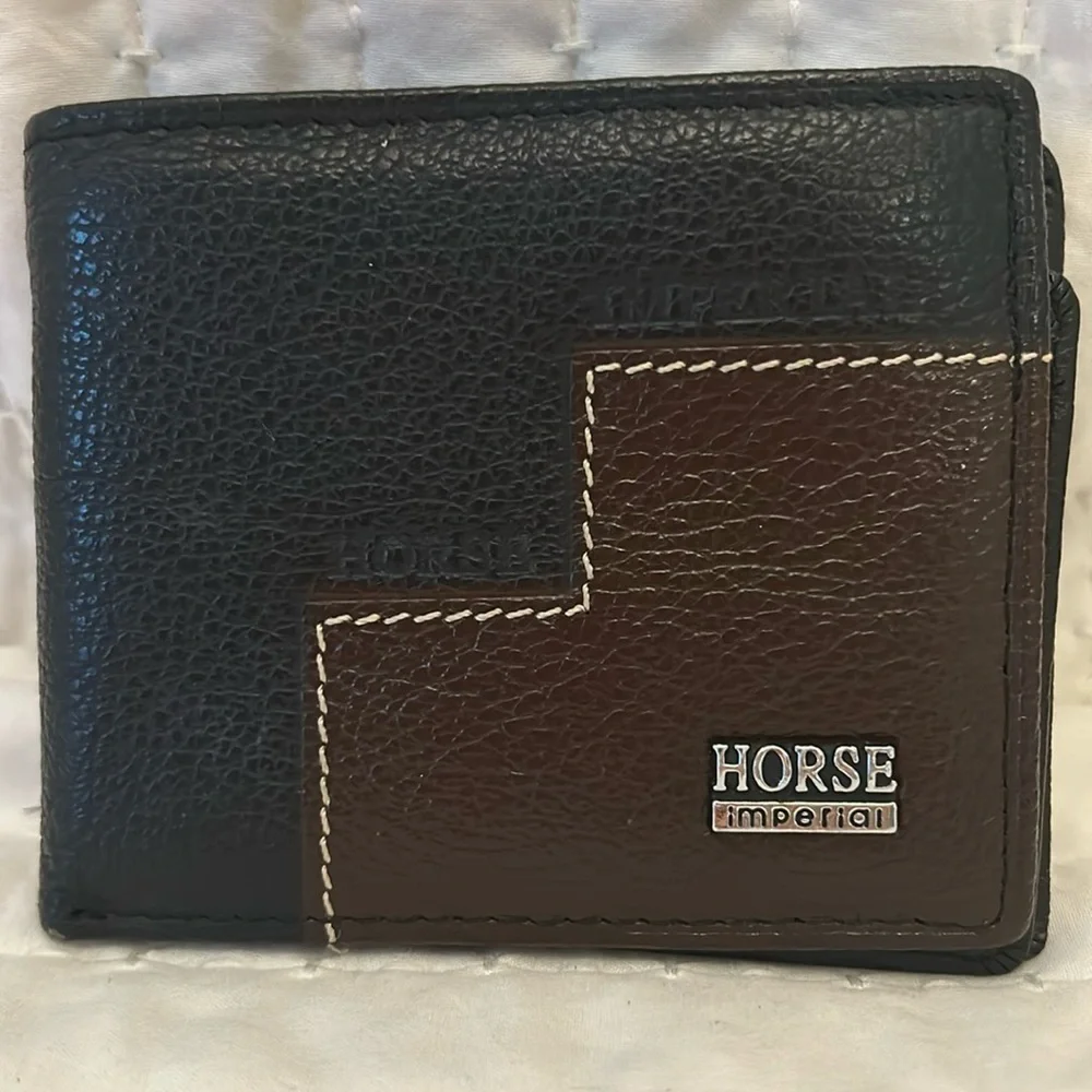 💥2/$10 Imperial Horse Black Brown Bifold Wallet
